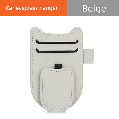 Magnetic Car Sunglasses Holder Sun Visor Glasses Clip PU Eyeglasses Hanger Portable Ticket Card Clip Auto Accessories