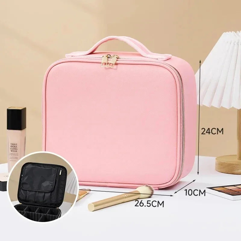Waterproof Cosmetic Bag Women Makeup Bag Suitcase Travel Storage Box For Manicure Portable Storage Bag With Adjustable Dividers