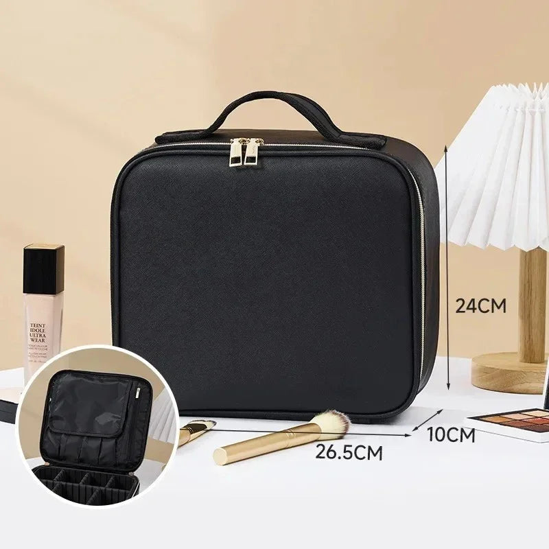 Waterproof Cosmetic Bag Women Makeup Bag Suitcase Travel Storage Box For Manicure Portable Storage Bag With Adjustable Dividers