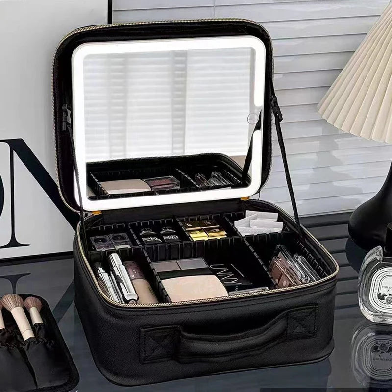 Waterproof Cosmetic Bag Women Makeup Bag Suitcase Travel Storage Box For Manicure Portable Storage Bag With Adjustable Dividers