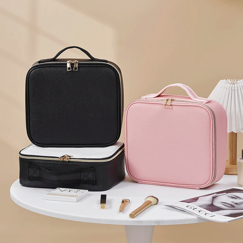 Waterproof Cosmetic Bag Women Makeup Bag Suitcase Travel Storage Box For Manicure Portable Storage Bag With Adjustable Dividers