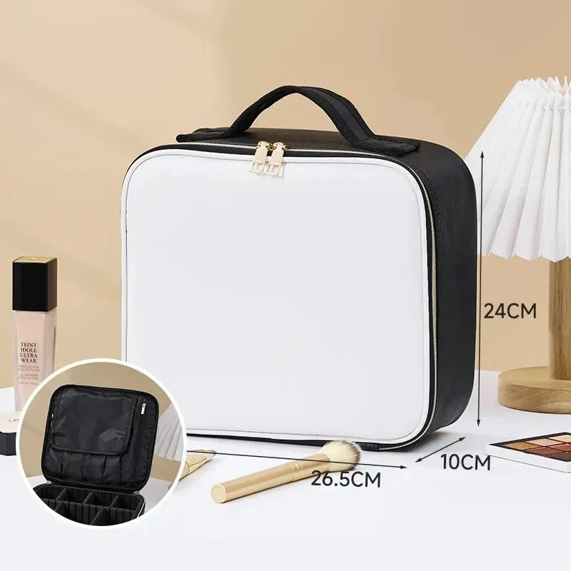 Waterproof Cosmetic Bag Women Makeup Bag Suitcase Travel Storage Box For Manicure Portable Storage Bag With Adjustable Dividers
